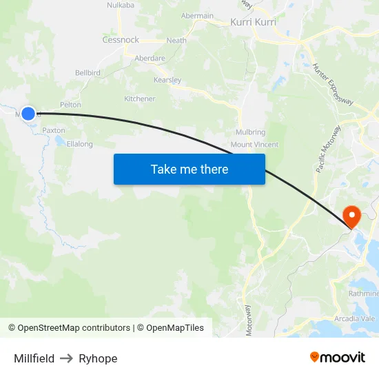 Millfield to Ryhope map