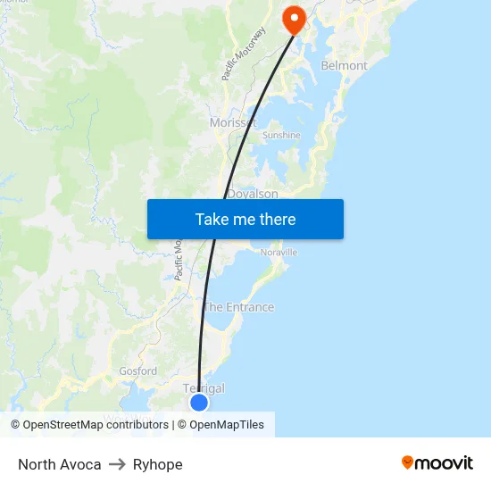 North Avoca to Ryhope map