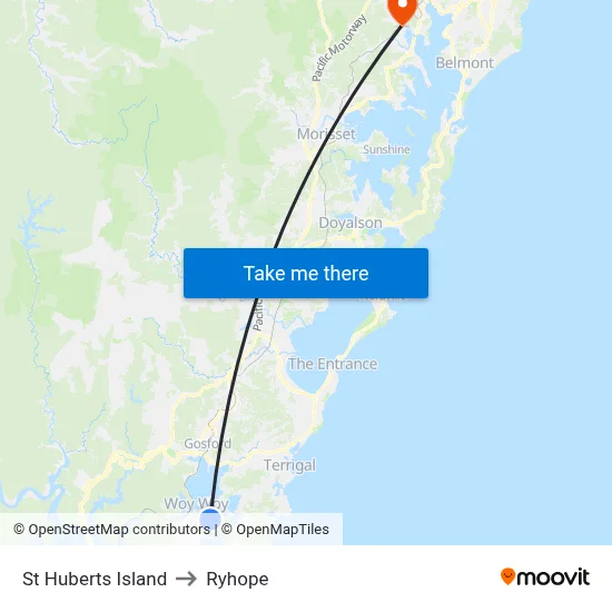 St Huberts Island to Ryhope map