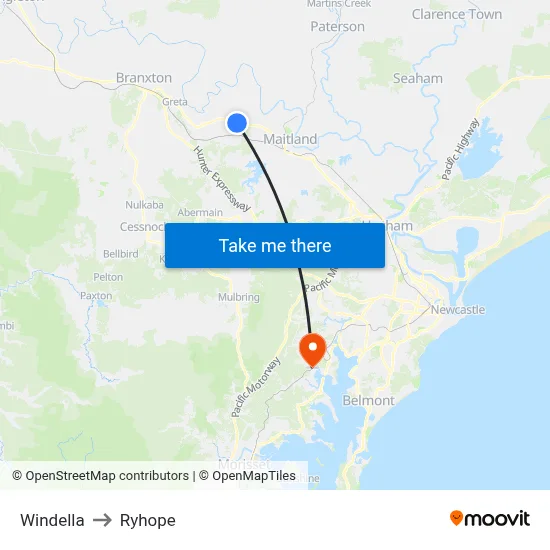 Windella to Ryhope map