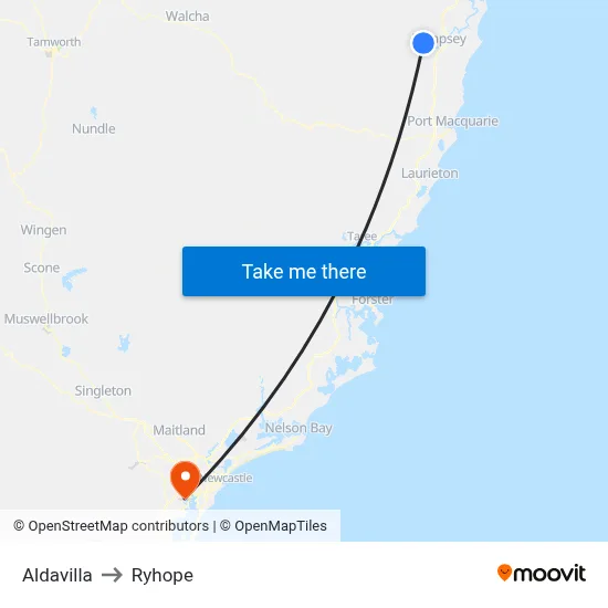 Aldavilla to Ryhope map