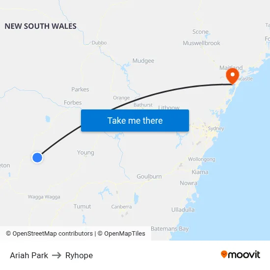 Ariah Park to Ryhope map