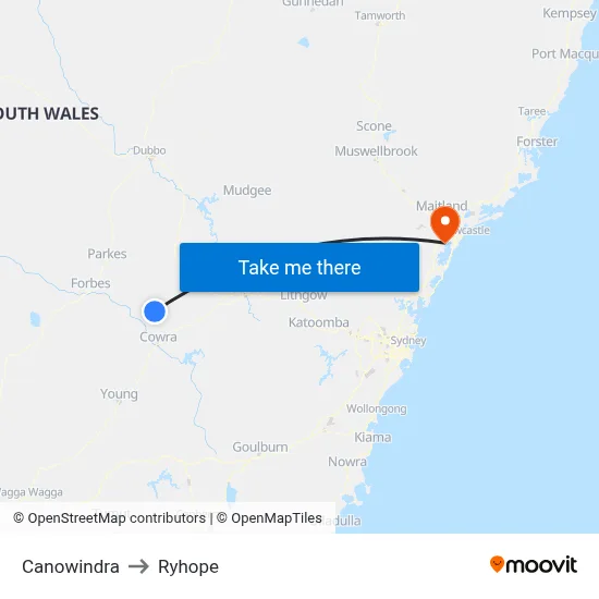 Canowindra to Ryhope map