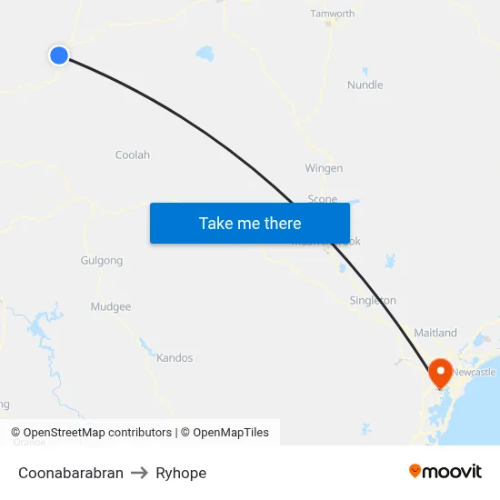 Coonabarabran to Ryhope map