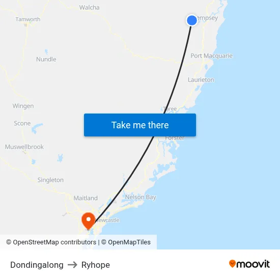 Dondingalong to Ryhope map
