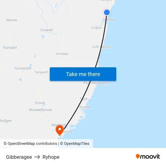 Gibberagee to Ryhope map