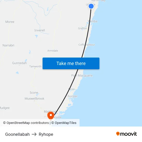 Goonellabah to Ryhope map