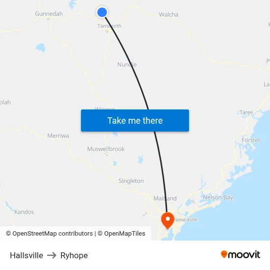 Hallsville to Ryhope map