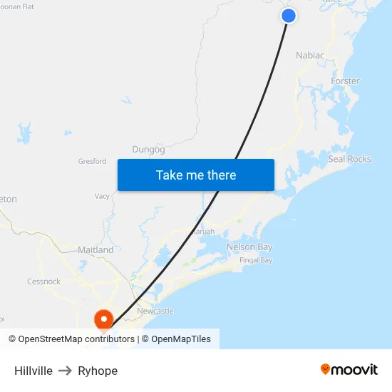 Hillville to Ryhope map