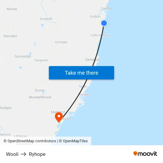 Wooli to Ryhope map