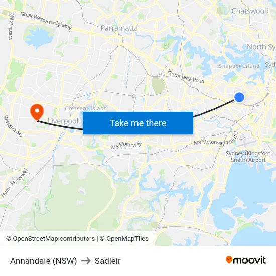 Annandale (NSW) to Sadleir map