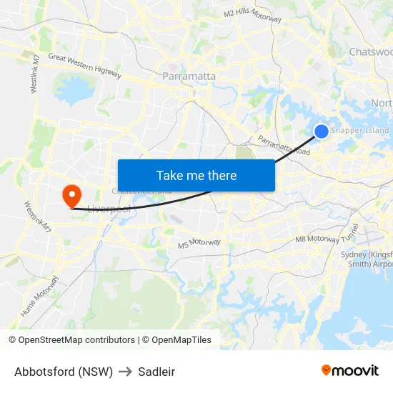 Abbotsford (NSW) to Sadleir map
