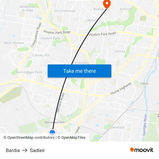 Bardia to Sadleir map