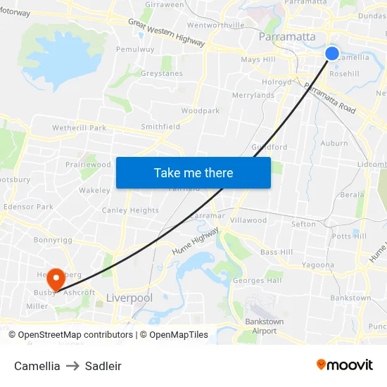 Camellia to Sadleir map