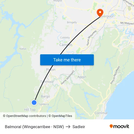 Balmoral (Wingecarribee - NSW) to Sadleir map