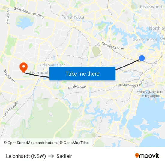Leichhardt (NSW) to Sadleir map
