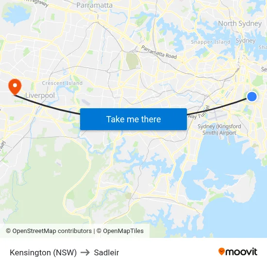 Kensington (NSW) to Sadleir map