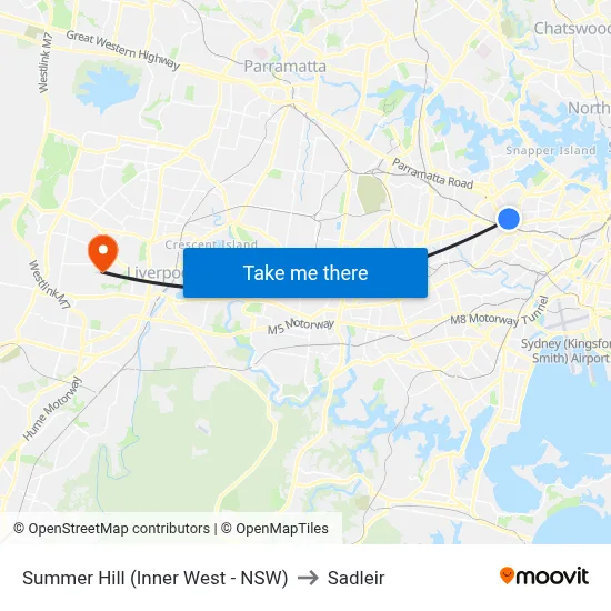 Summer Hill (Inner West - NSW) to Sadleir map