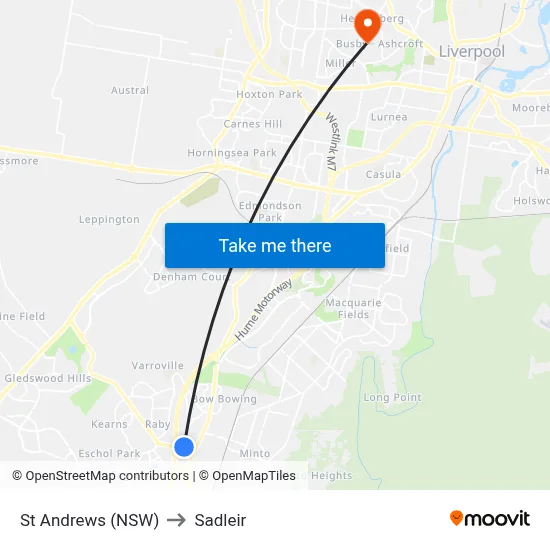 St Andrews (NSW) to Sadleir map