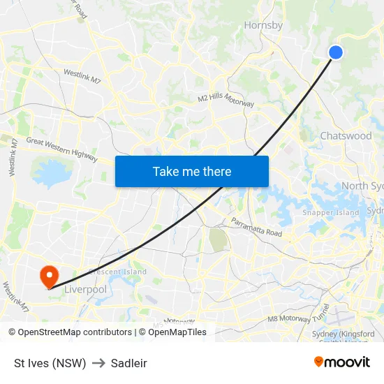 St Ives (NSW) to Sadleir map