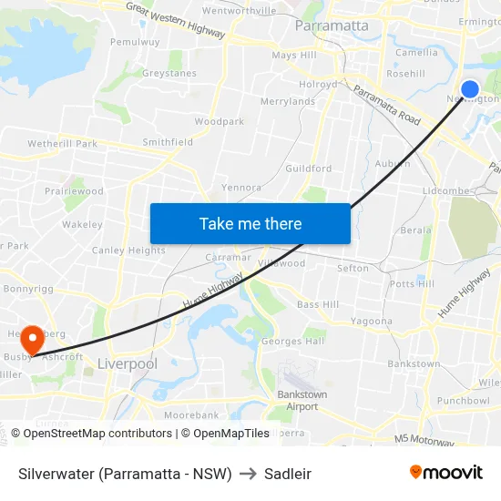 Silverwater (Parramatta - NSW) to Sadleir map