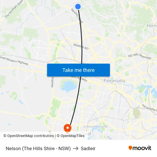 Nelson (The Hills Shire - NSW) to Sadleir map