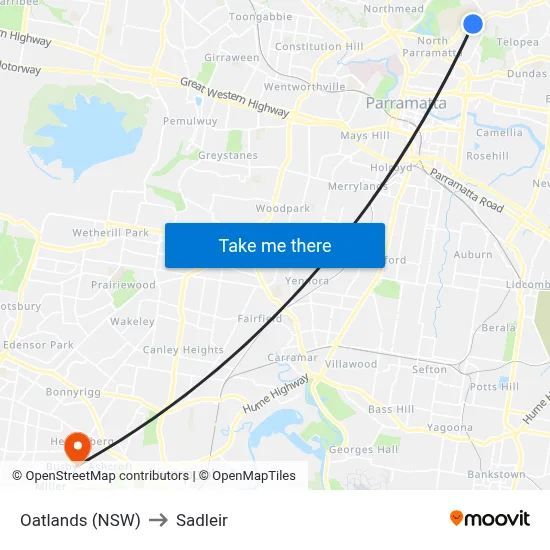 Oatlands (NSW) to Sadleir map