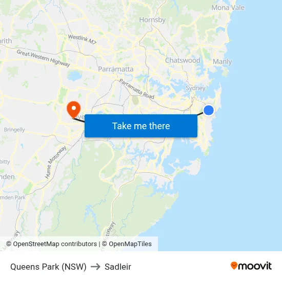 Queens Park (NSW) to Sadleir map