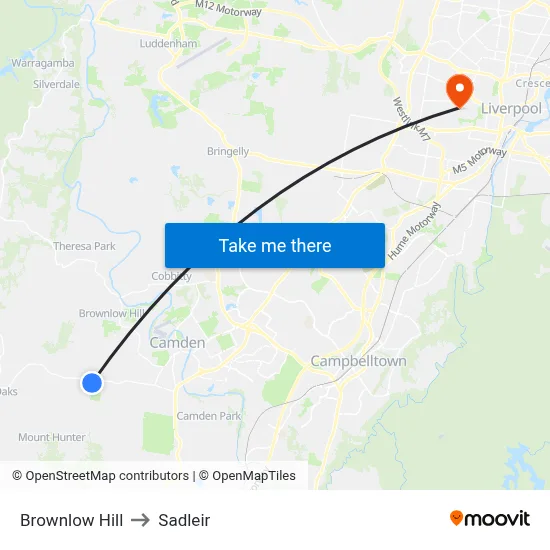 Brownlow Hill to Sadleir map