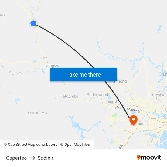 Capertee to Sadleir map