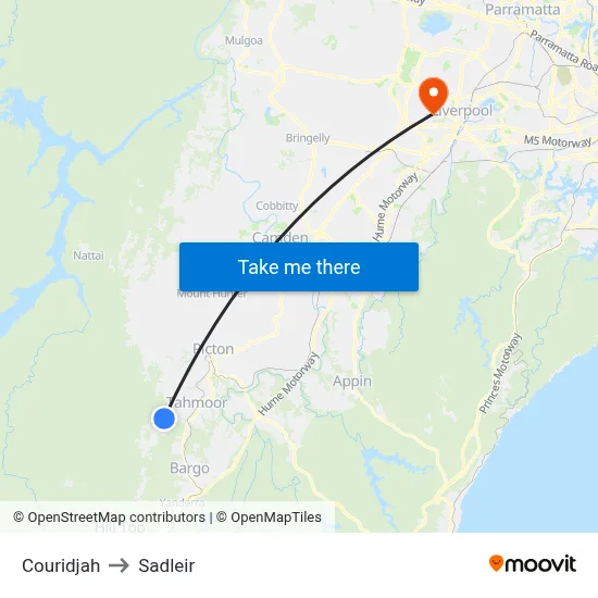 Couridjah to Sadleir map