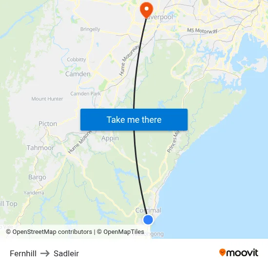 Fernhill to Sadleir map