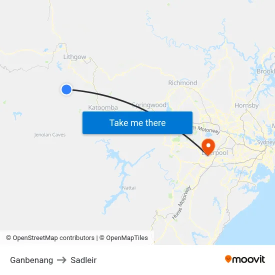 Ganbenang to Sadleir map