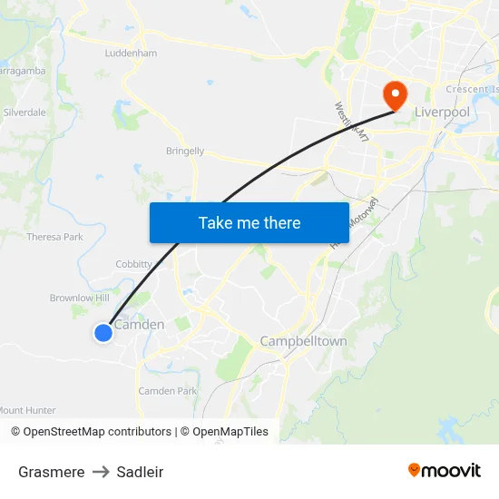 Grasmere to Sadleir map