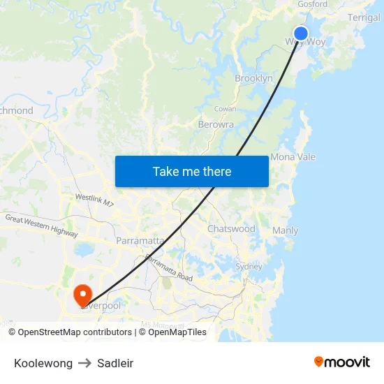 Koolewong to Sadleir map
