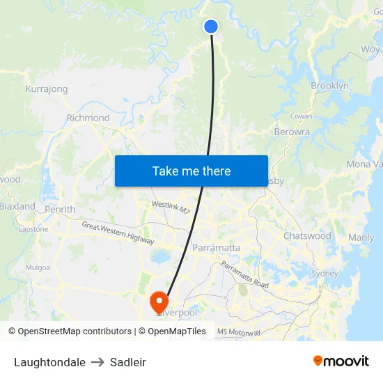 Laughtondale to Sadleir map