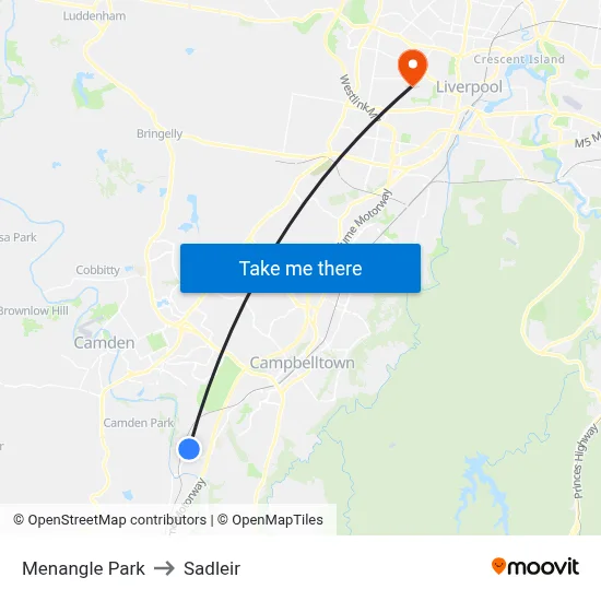 Menangle Park to Sadleir map