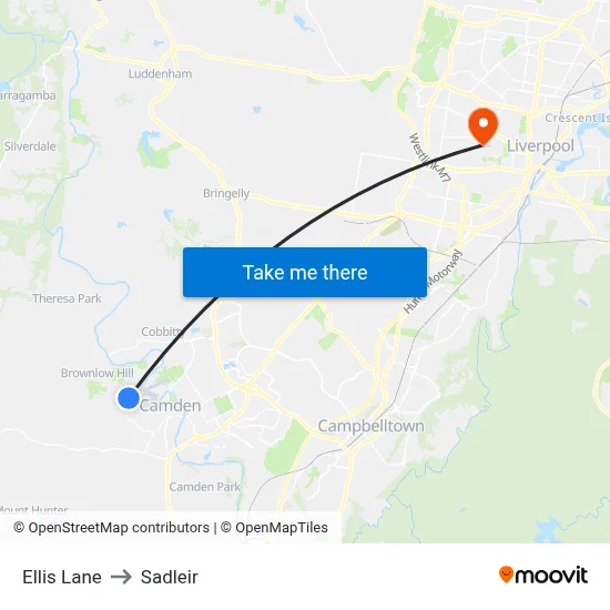 Ellis Lane to Sadleir map