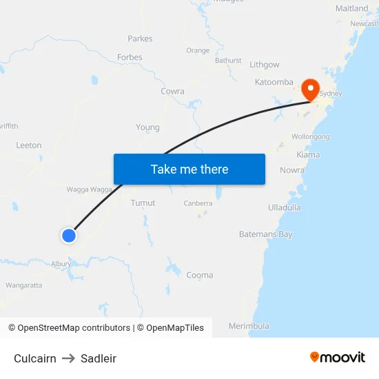 Culcairn to Sadleir map