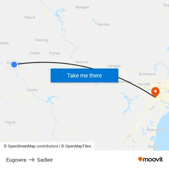 Eugowra to Sadleir map