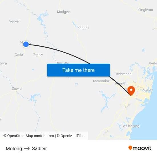 Molong to Sadleir map