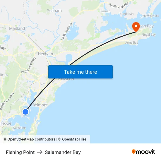 Fishing Point to Salamander Bay map