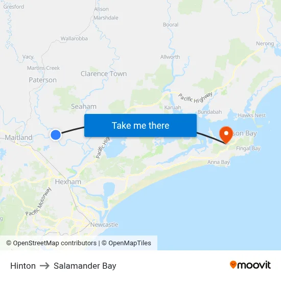 Hinton to Salamander Bay map