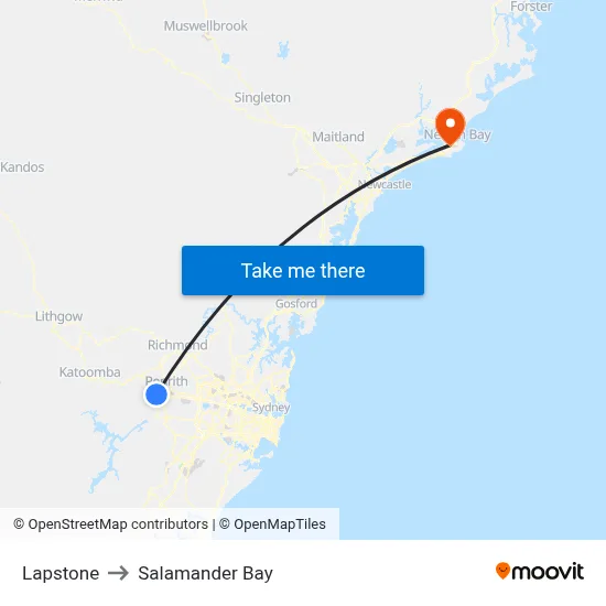 Lapstone to Salamander Bay map