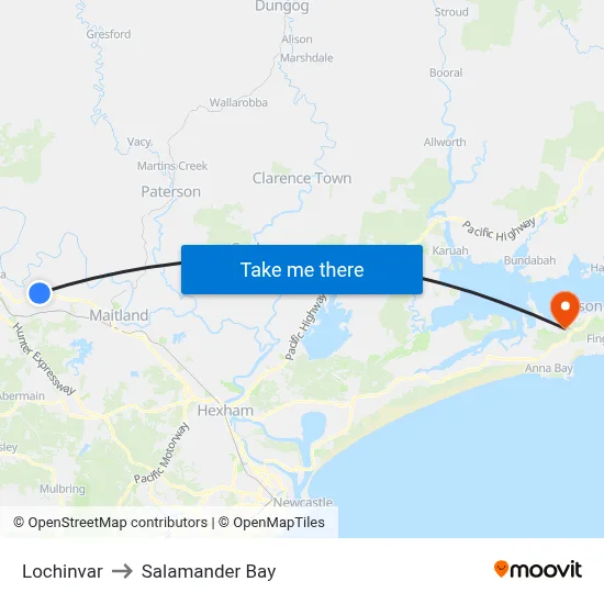 Lochinvar to Salamander Bay map