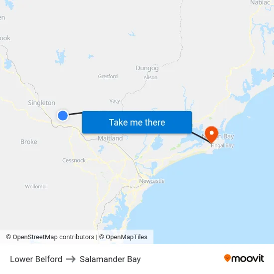 Lower Belford to Salamander Bay map