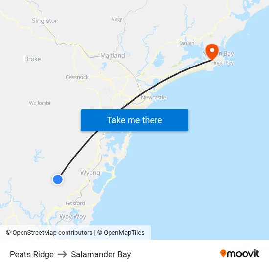 Peats Ridge to Salamander Bay map