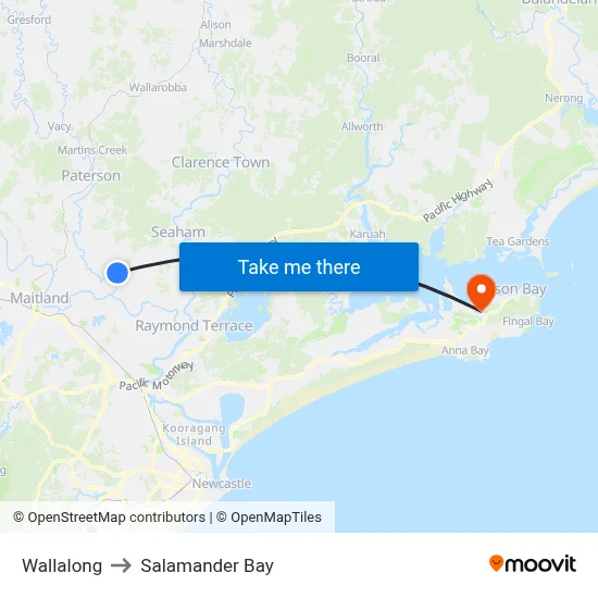 Wallalong to Salamander Bay map