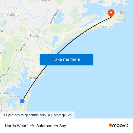 Nords Wharf to Salamander Bay map