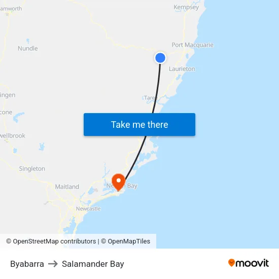Byabarra to Salamander Bay map